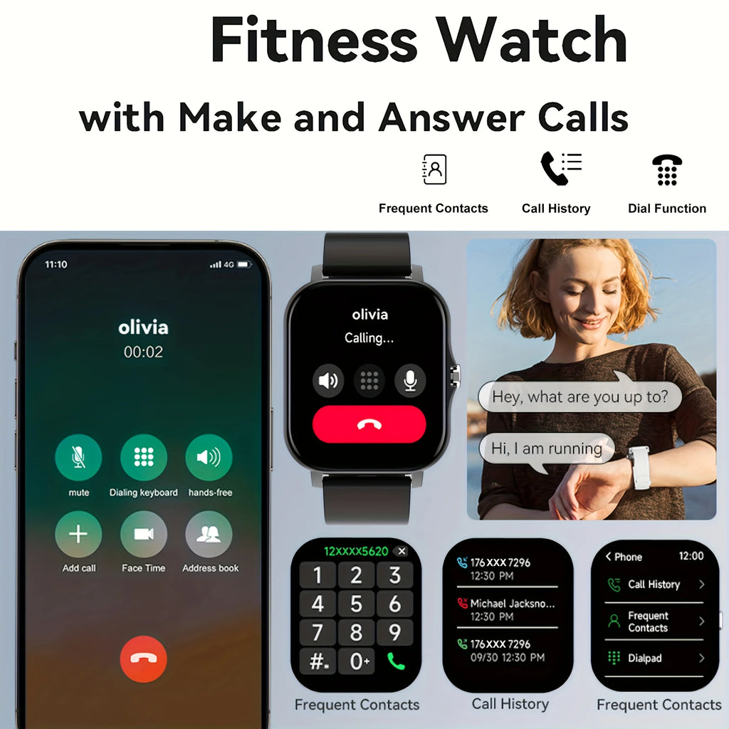Latest Upgraded Fashion Design 1.83-inch Full-Screen Touchscreen Sports Smartwatch for Men and Women, Wireless Calling