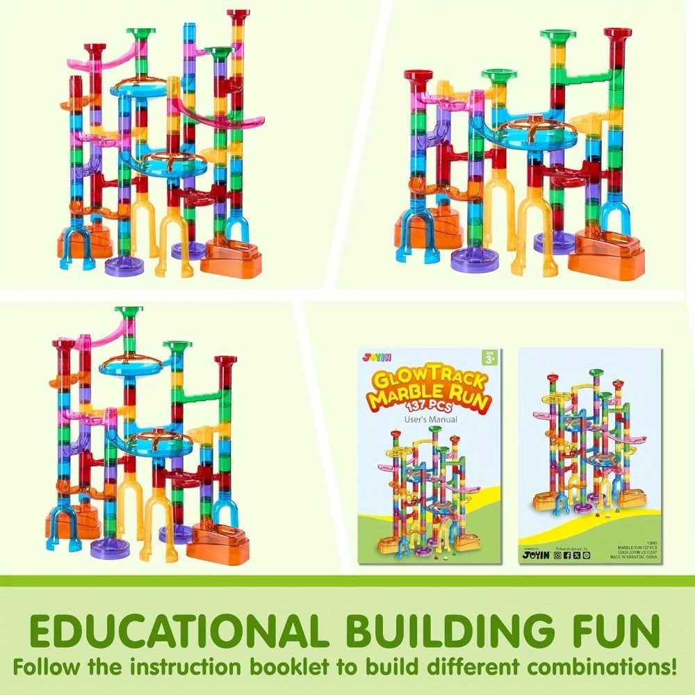 JOYFY Marble Run 137Piece Marble Run Learning Toy Building Block Toy Construction Toy for Children Best Birthday Chirstmas Gift