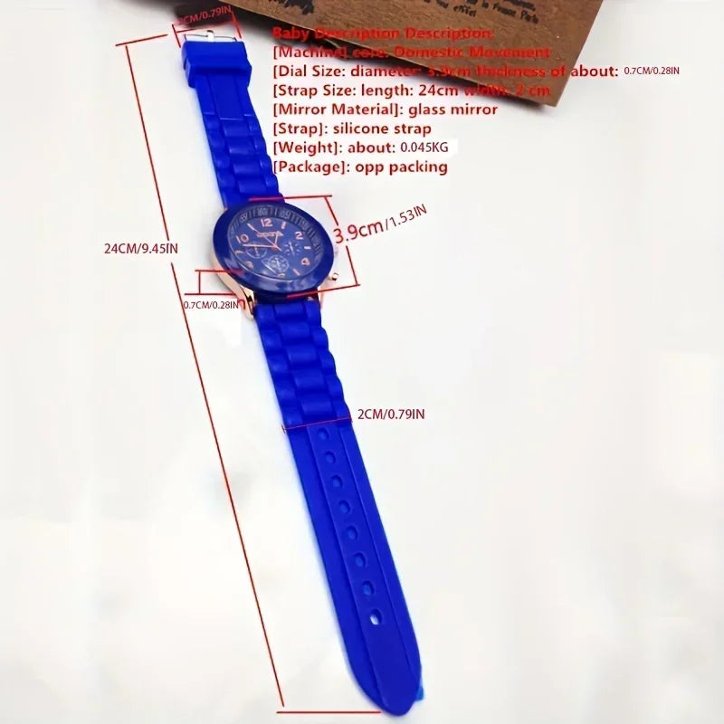 Stylish Round Pointer Quartz Watch, Triple Dial Silicone Watchband Sports Wristwatch For Women And Men, Ideal choice for Gifts
