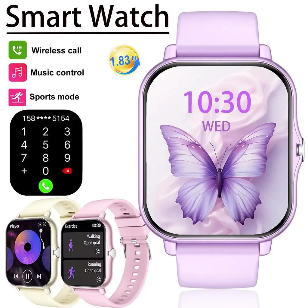 Latest Upgraded Fashion Design 1.83-inch Full-Screen Touchscreen Sports Smartwatch for Men and Women, Wireless Calling