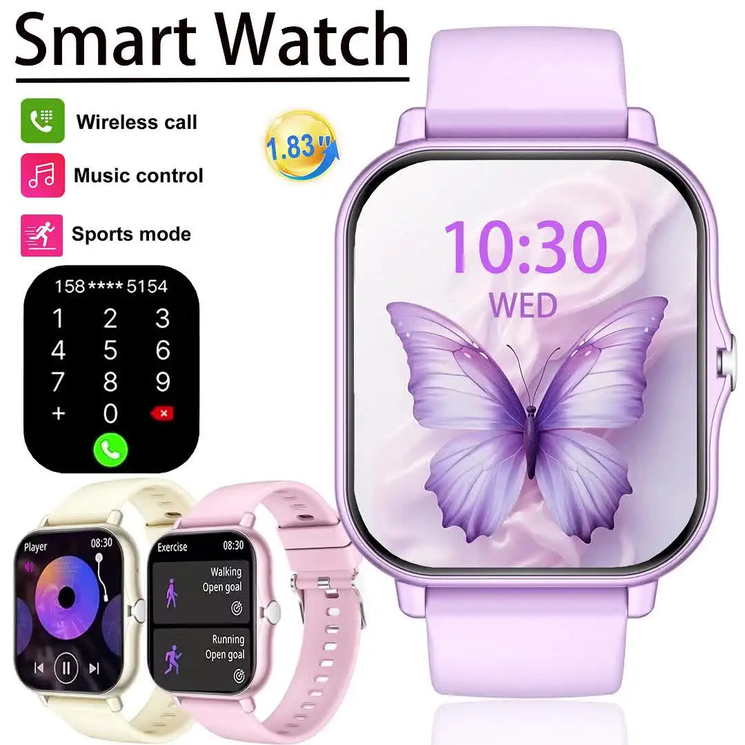 Latest Upgraded Fashion Design 1.83-inch Full-Screen Touchscreen Sports Smartwatch for Men and Women, Wireless Calling