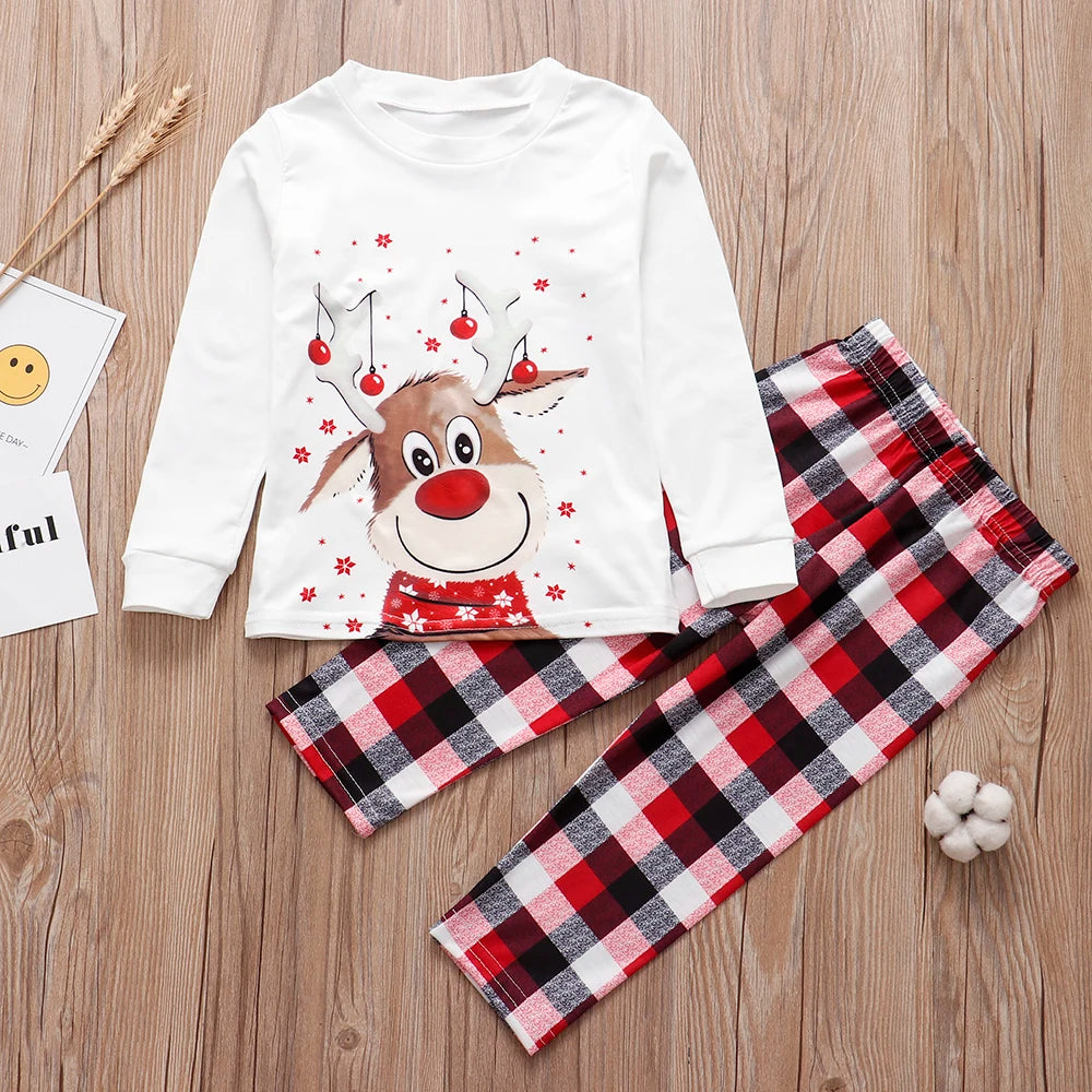 Family Matching Christmas Pajamas Sets Mother And Kids Pyjamas Deer Print Tops+Pants Xmas Sleepwear Baby Romper Pet Dog Clothes Pigiami per tutta la famiglia Pigiama per bambini