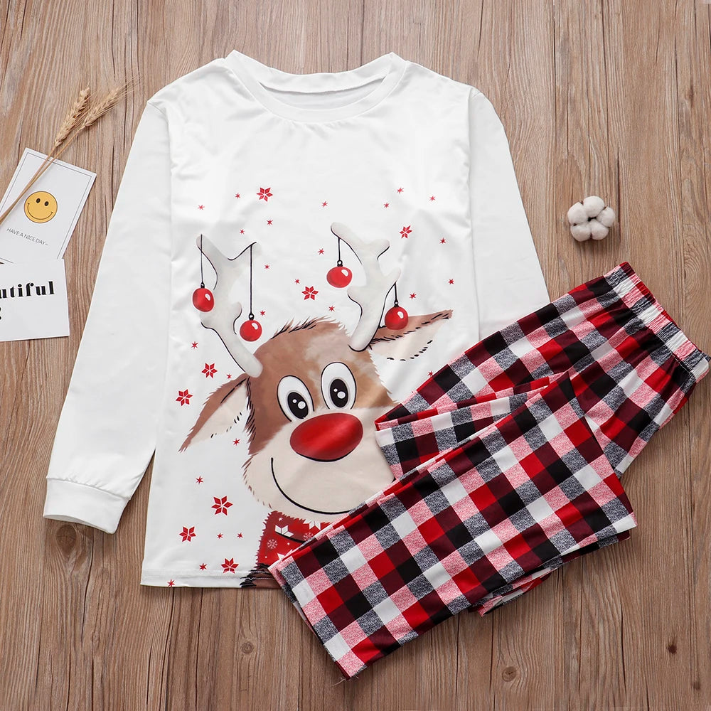 Family Matching Christmas Pajamas Sets Mother And Kids Pyjamas Deer Print Tops+Pants Xmas Sleepwear Baby Romper Pet Dog Clothes Pigiami per tutta la famiglia Pigiama per bambini