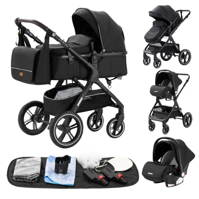 New Luxury Baby Stroller 3 in 1 Portable Travel Baby Carriage Fold Pram High Landscape Aluminum Frame Newborn Infant Stroller passeggino economico resistente accessoriato