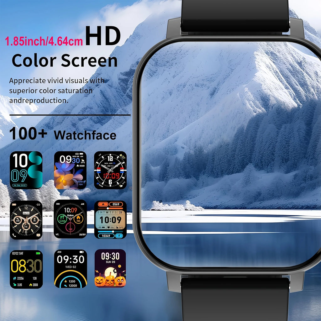 Latest Upgraded Fashion Design 1.83-inch Full-Screen Touchscreen Sports Smartwatch for Men and Women, Wireless Calling
