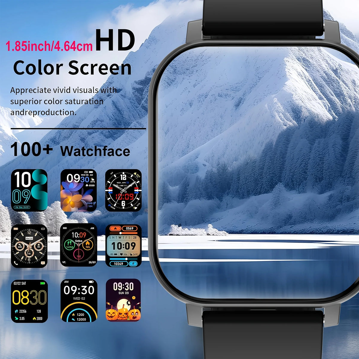 Latest Upgraded Fashion Design 1.83-inch Full-Screen Touchscreen Sports Smartwatch for Men and Women, Wireless Calling