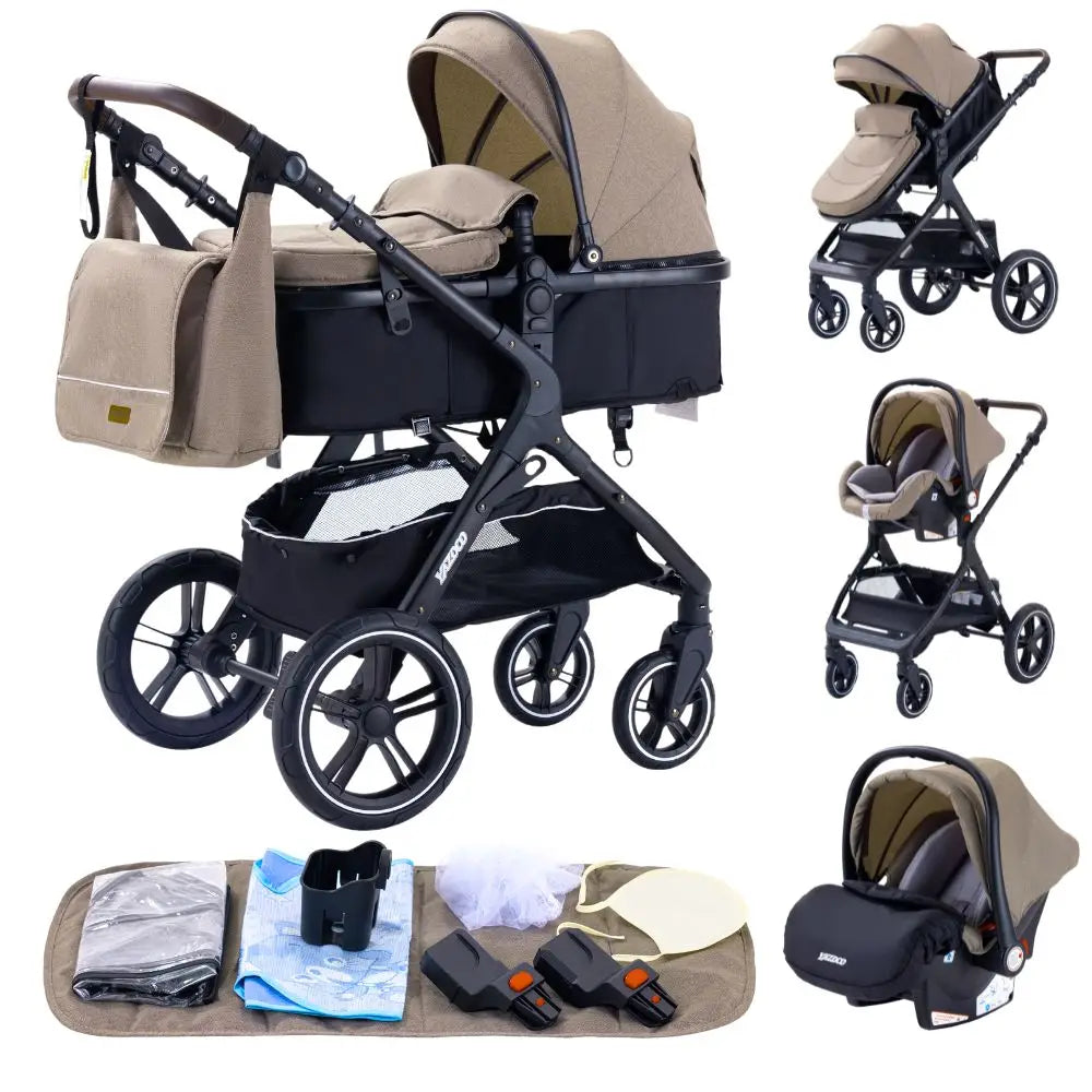 New Luxury Baby Stroller 3 in 1 Portable Travel Baby Carriage Fold Pram High Landscape Aluminum Frame Newborn Infant Stroller passeggino economico resistente accessoriato