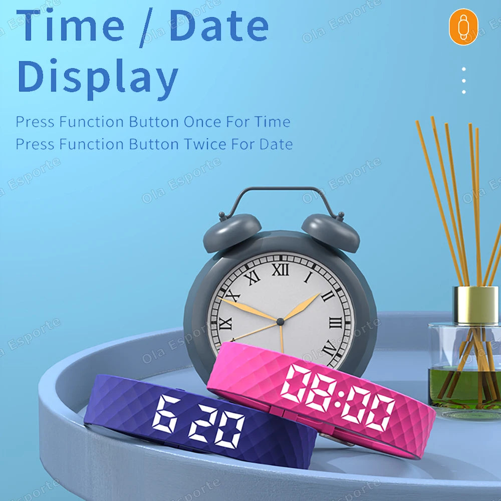 Vibrating Alarm Clock Watch Heavy Sleepers Silent Wake-Up Smart Bracelet Men Women Adjustable Wearable Vibration Wrist Band Ht30