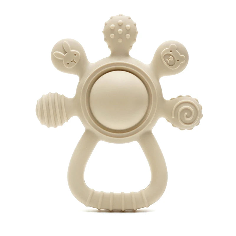 New Teething Silicone Palm Rattle Teether Bunny - Safe Baby Chew Toys for Soothing Sore Gums
