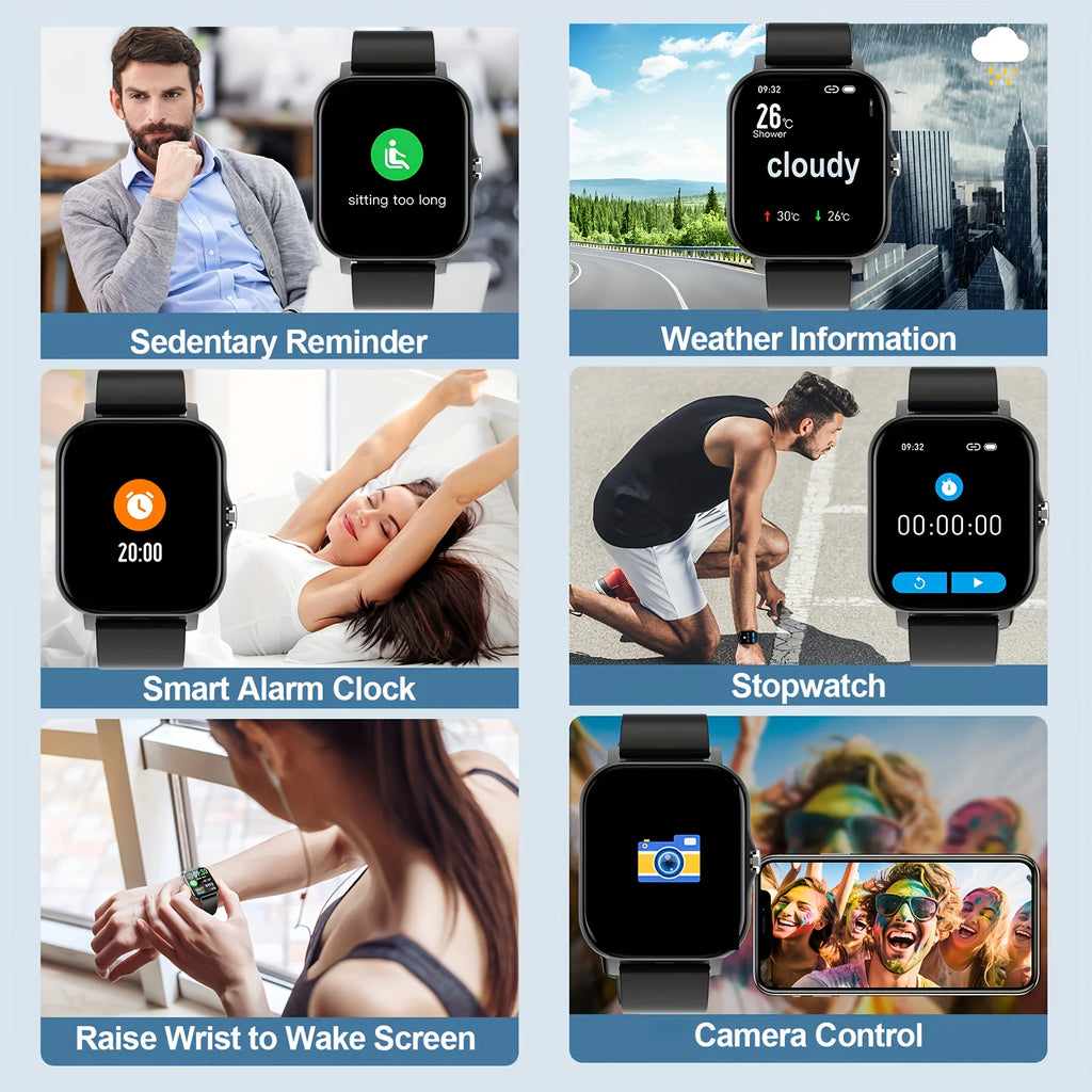 Latest Upgraded Fashion Design 1.83-inch Full-Screen Touchscreen Sports Smartwatch for Men and Women, Wireless Calling