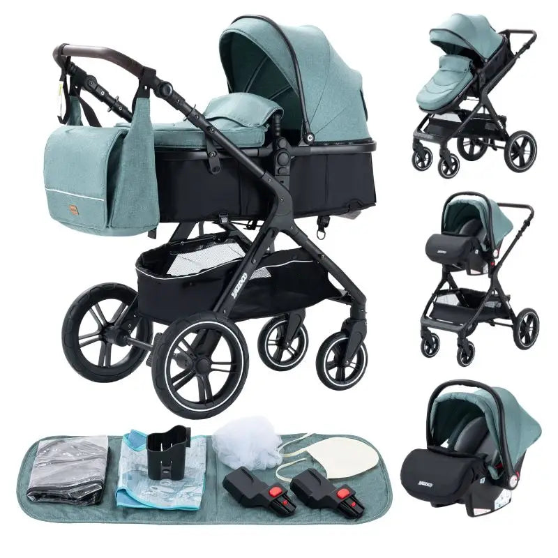 New Luxury Baby Stroller 3 in 1 Portable Travel Baby Carriage Fold Pram High Landscape Aluminum Frame Newborn Infant Stroller passeggino economico resistente accessoriato