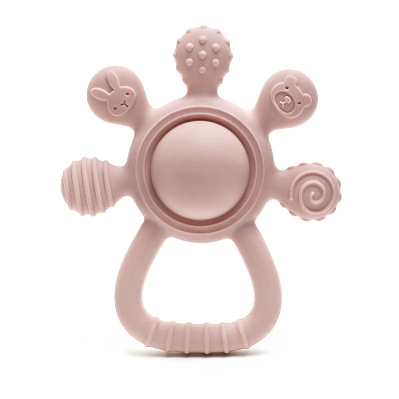 New Teething Silicone Palm Rattle Teether Bunny - Safe Baby Chew Toys for Soothing Sore Gums