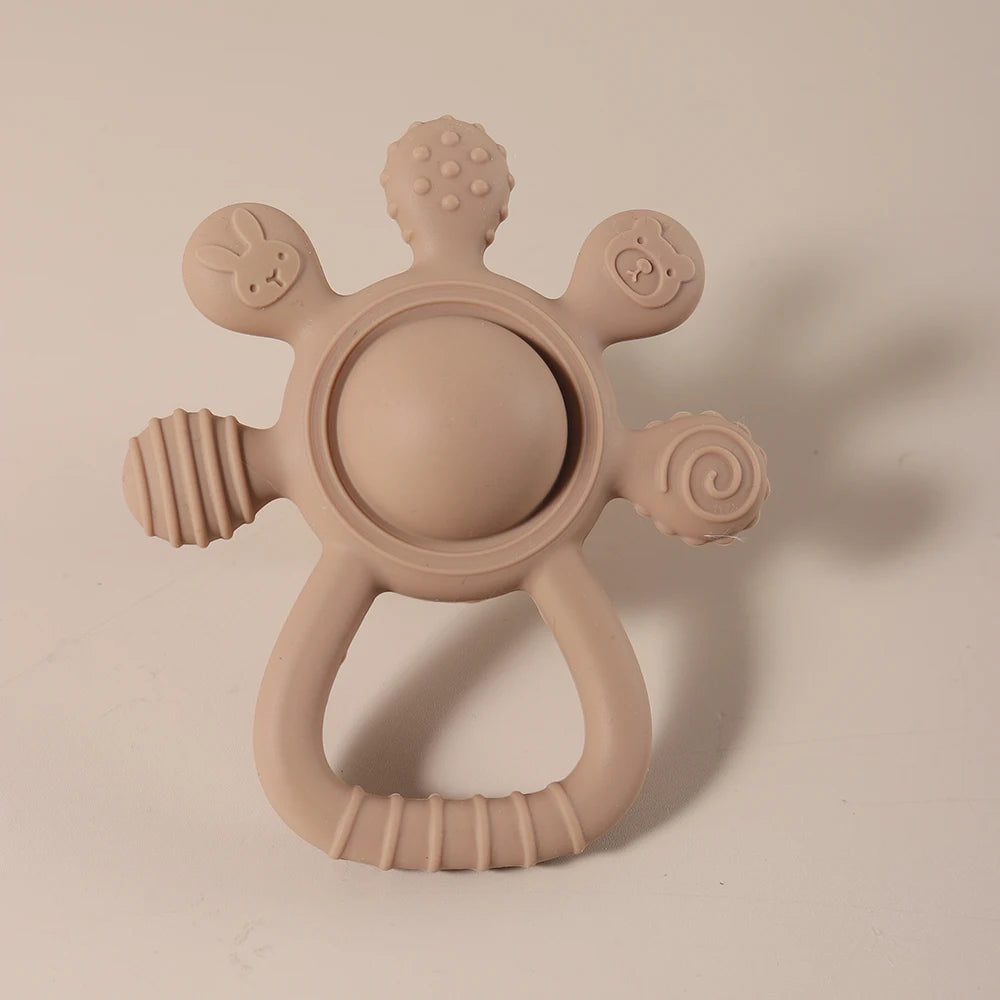 New Teething Silicone Palm Rattle Teether Bunny - Safe Baby Chew Toys for Soothing Sore Gums