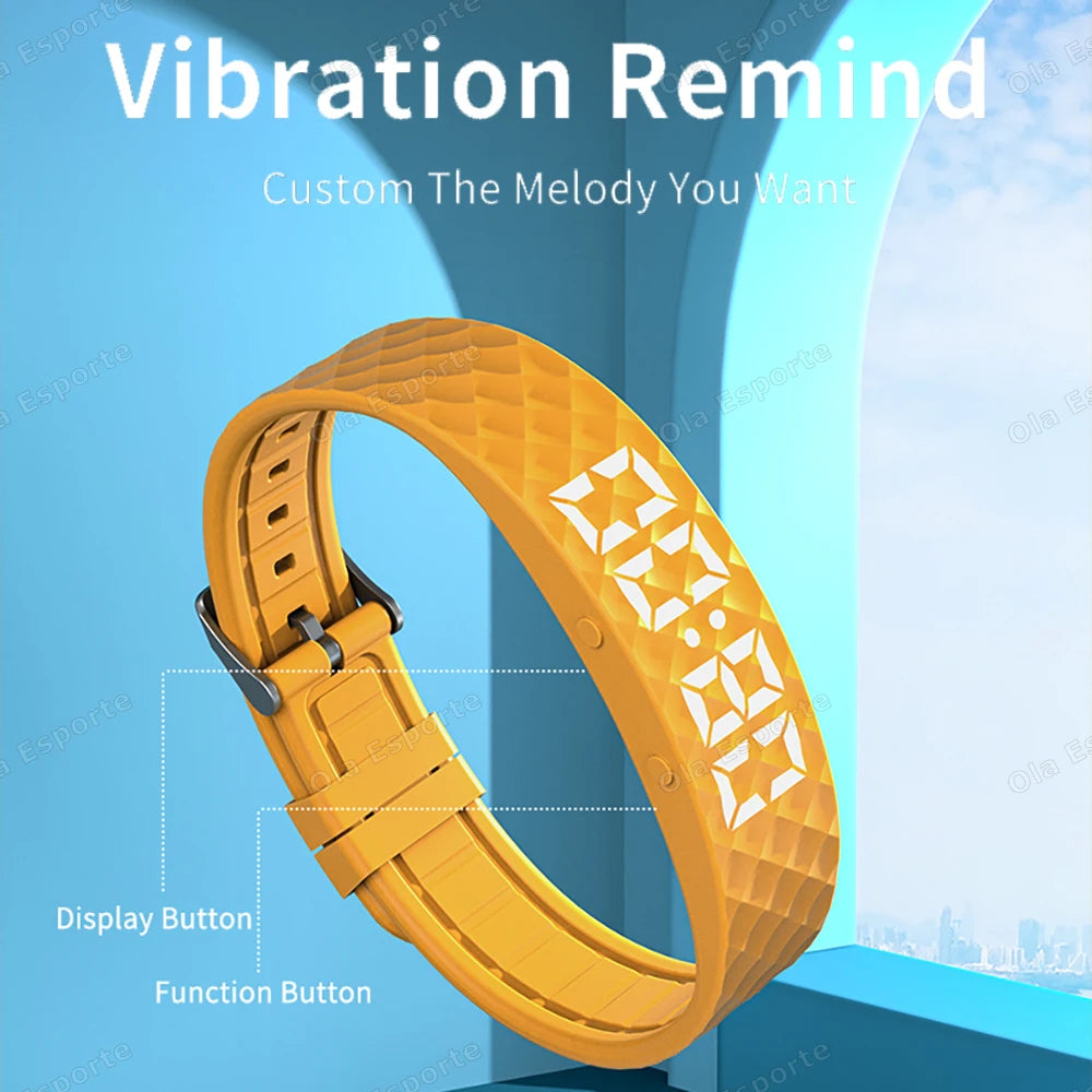 Vibrating Alarm Clock Watch Heavy Sleepers Silent Wake-Up Smart Bracelet Men Women Adjustable Wearable Vibration Wrist Band Ht30