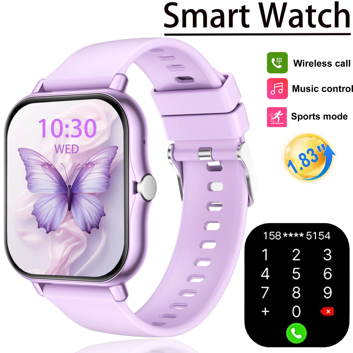Latest Upgraded Fashion Design 1.83-inch Full-Screen Touchscreen Sports Smartwatch for Men and Women, Wireless Calling