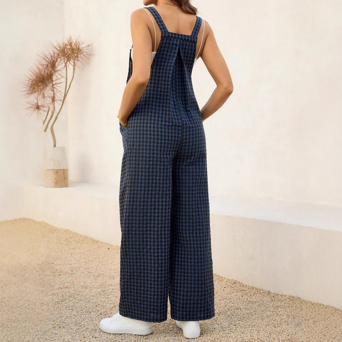 Maternity Pregnant Women Overalls Plaid Print Loose Wide-leg Jumpsuit Rompers Spring Summer Casual Pregnancy Clothing