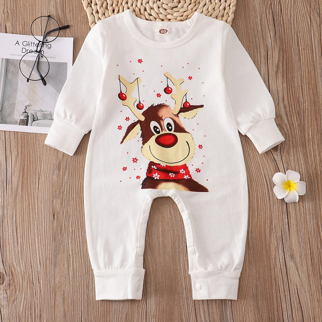 Family Matching Christmas Pajamas Sets Mother And Kids Pyjamas Deer Print Tops+Pants Xmas Sleepwear Baby Romper Pet Dog Clothes Pigiami per tutta la famiglia Pigiama per bambini